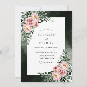 Pink Ethereal Floral Wedding Invitation