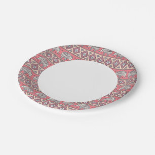 Pink Ethnic Elephant Pattern Paper Plate