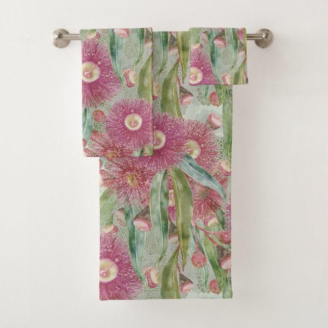 Pink Eucalyptus After The Rain Bath Towel Set (Insitu)