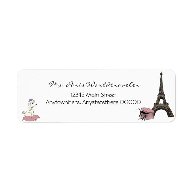Pink Evening in Paris Eiffel Tower Address Label (Front)