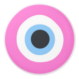 pink evil eye ceramic knob