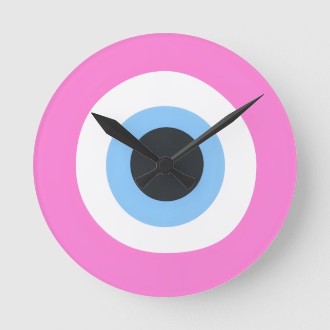 pink evil eye clock (Front)
