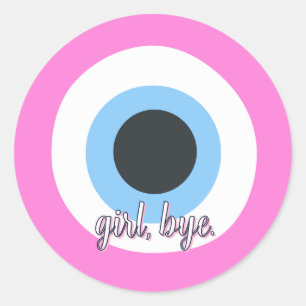 pink evil eye customisable classic round sticker