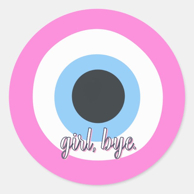 pink evil eye || customisable  classic round sticker (Front)