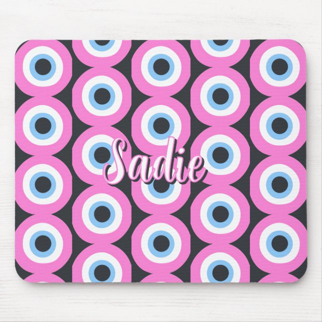 pink evil eye customisable  mouse pad (Front)
