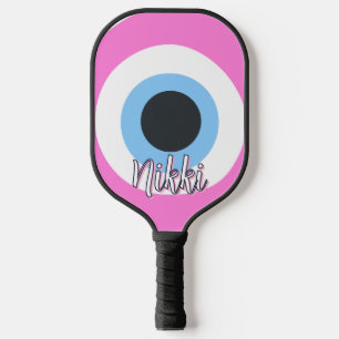 pink evil eye customisable pickleball paddle