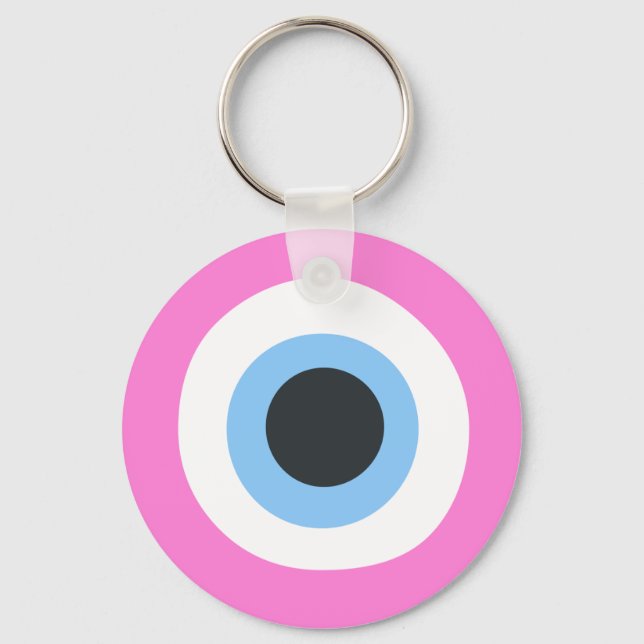 pink evil eye gold keychain  (Front)
