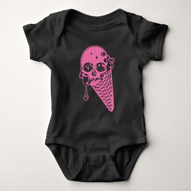 Pink Evil Ice Cream Cone Baby Bodysuit (Front)