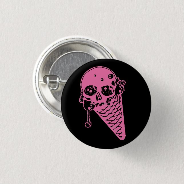 Pink Evil Ice Cream Cone Button (Front & Back)