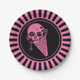Pink Evil Ice Cream Cone Paper Plates
