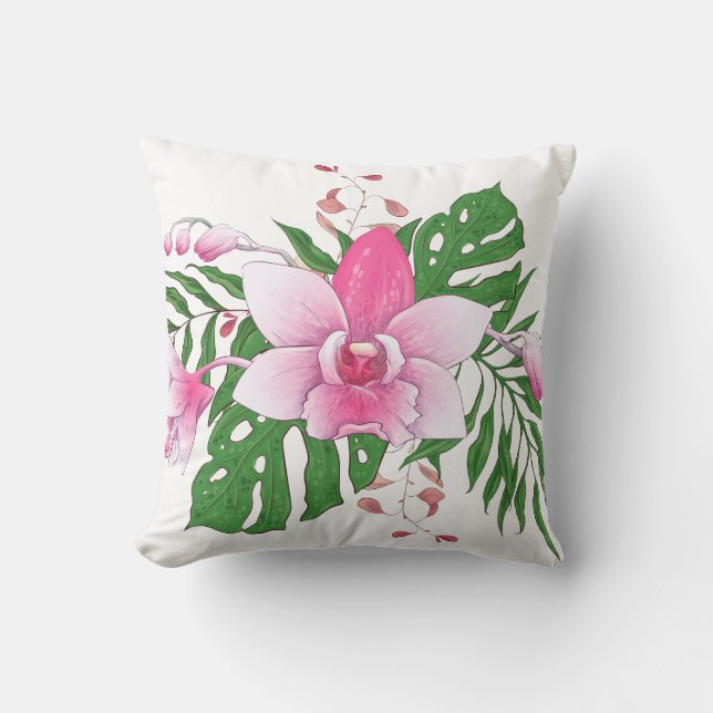 Pink Exotic Flower Cushion (Front)