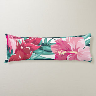 Pink Exotic Flowers striped Body Cushion