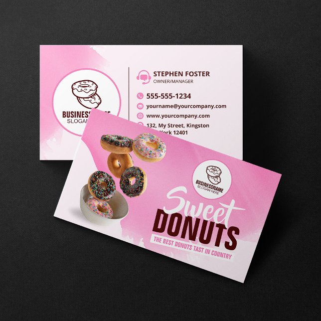 Pink Eye-Catching Doughnut Bakery Shop Sweet Treat Business Card (Creator Uploaded)
