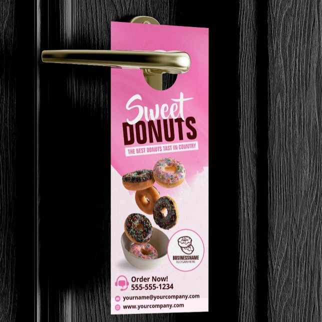 Pink Eye-Catching Doughnut Bakery Shop Sweet Treat Door Hanger (Creator Uploaded)