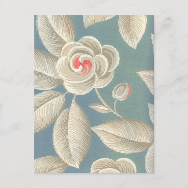 Pink Eye Rose Vintage Wallpaper Postcard (Front)