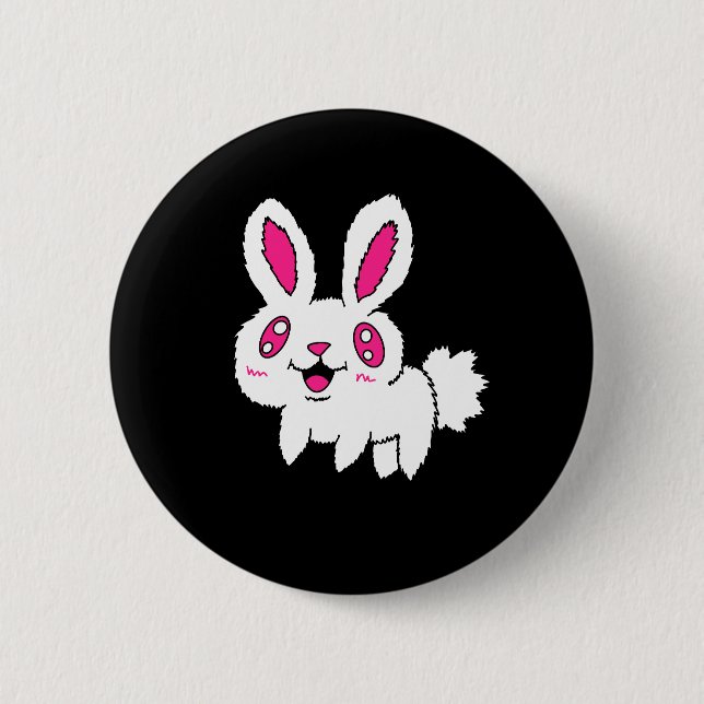 Pink Eyed Bunny Button  (Front)