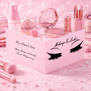 Pink eyelashes business card 