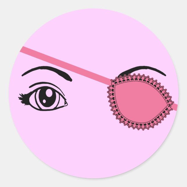 Pink Eyepatch Classic Round Sticker (Front)