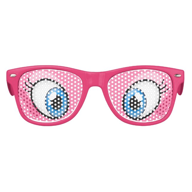 Pink Eyes Cartoon Girl's Party Costume Glasses (Front)