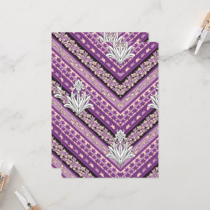Pink fabric featuring intricate purple and white f invitation