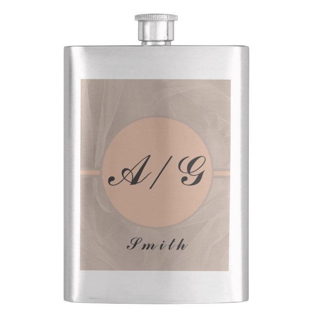 Pink Fabric Textured Print - Any colour Hip Flask (Front)