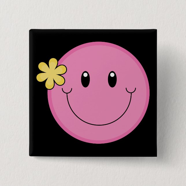 Pink Face 15 Cm Square Badge (Front)