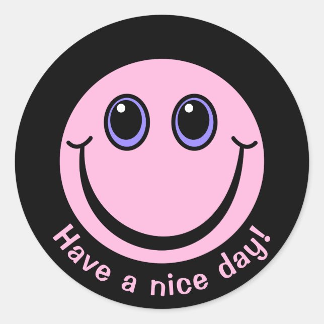 Pink Face Have a nice day Classic Round Sticker (Front)