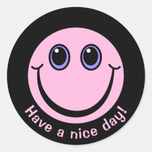 Pink Face Have a nice day Classic Round Sticker