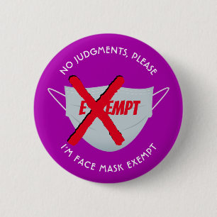Pink   FACE MASK EXEMPT 6 Cm Round Badge