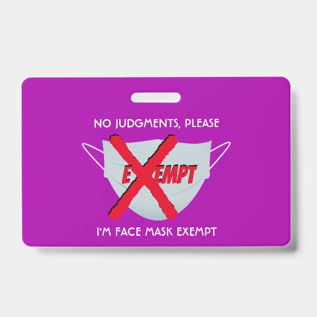 Pink | FACE MASK EXEMPT ID Badge (Front)