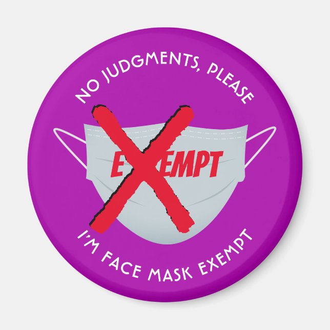 Pink | FACE MASK EXEMPT Magnet (Front)