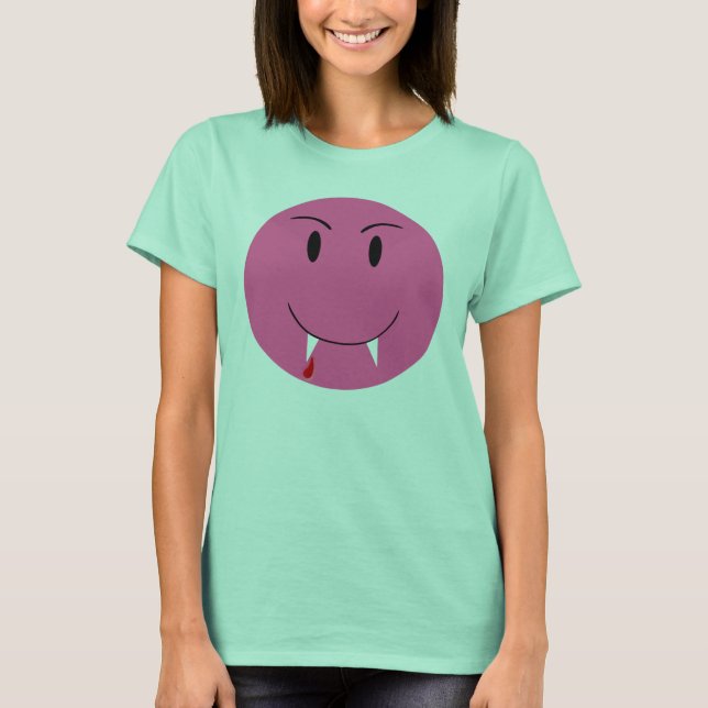 Pink Face With Vampire Fangs T-Shirt (Front)