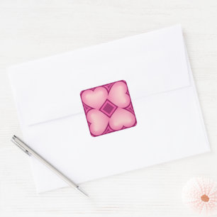 Pink Fade Hearts Square Sticker