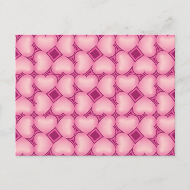 Pink fade hearts tile pattern postcard (Front)