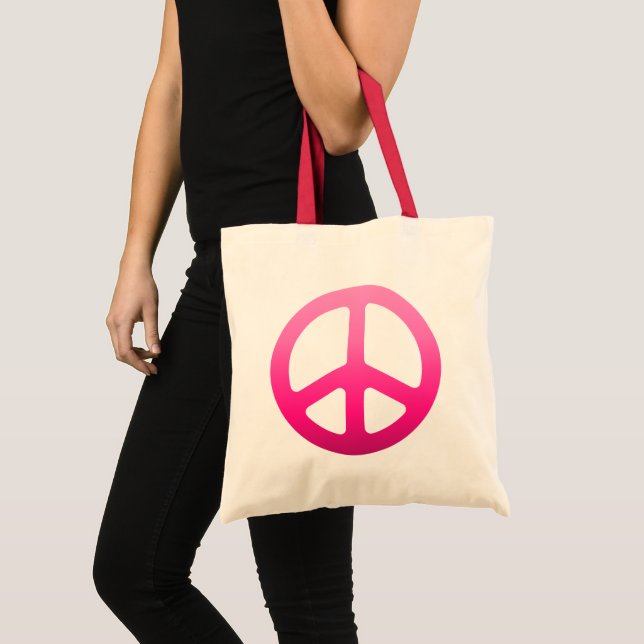 Pink Fade Peace Sign Tote Bag (Front (Product))
