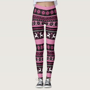 Pink Fair Isle Pattern Leggings