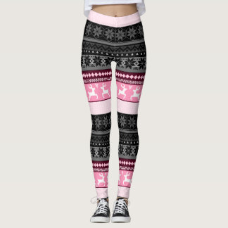 Pink Fair Isle Pattern Leggings