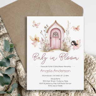 Pink Fairies Baby in Bloom Butterfly Baby Shower Invitation