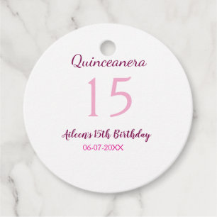 Pink fairy 15th birthday simple moder quinceanera favour tags