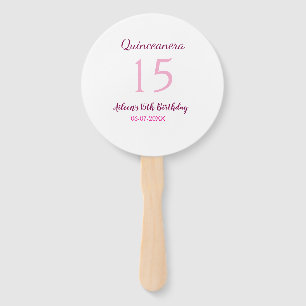 Pink fairy 15th birthday simple moder quinceanera  hand fan