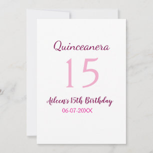 Pink fairy 15th birthday simple moder quinceanera invitation