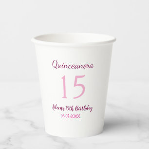 Pink fairy 15th birthday simple moder quinceanera  paper cups