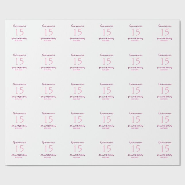 Pink fairy 15th birthday simple moder quinceanera  wrapping paper (Flat)