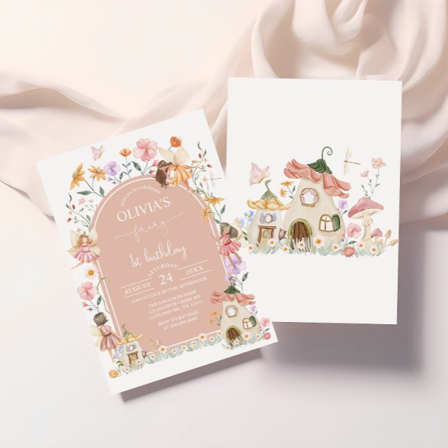 Pink Fairy 1st Birthday Invitation (Creator Uploaded)