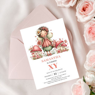 Pink Fairy 2nd Birthday Pastel Flowers Party  Invitation