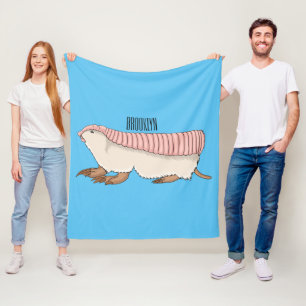 Pink fairy armadillo cartoon illustration fleece blanket