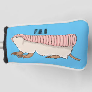 Pink fairy armadillo cartoon illustration golf head cover