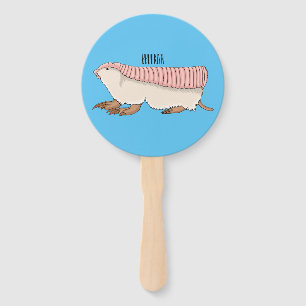 Pink fairy armadillo cartoon illustration  hand fan