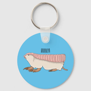 Pink fairy armadillo cartoon illustration key ring