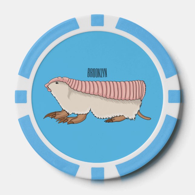 Pink fairy armadillo cartoon illustration  poker chips (Front)